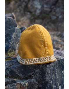 Bonnet laine viking jaune modèle Yngvy