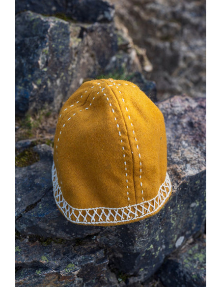 Bonnet laine viking jaune modèle Yngvy