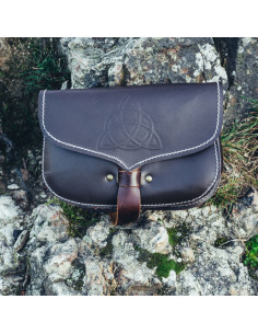 Sac Hulda en cuir viking avec noeud celtique, marron