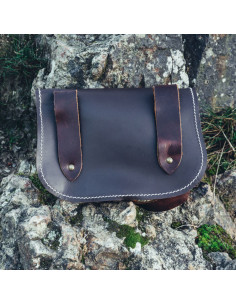 Sac Hulda en cuir viking avec noeud celtique, marron 2