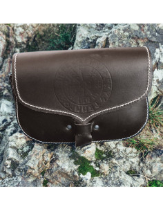 Sac banane Viking en cuir Folkvar avec Vegvisir marron