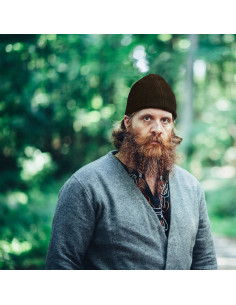 Chapeau viking en laine, modèle Ari, marron foncé