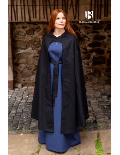 Cape médiévale pour femme Morpheus en coton, noir