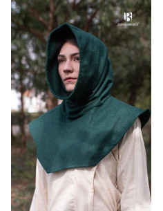 Gugel médiéval en coton Noé, couleur verte