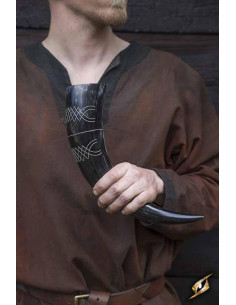 Corne de chef de clan viking, finition foncée