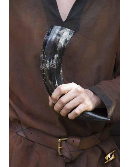 Corne de Druide Viking polie et gravée