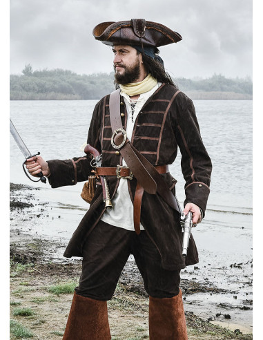 Ceinture en cuir de pirate avec baudrier et boucle ronde Boutique Epees