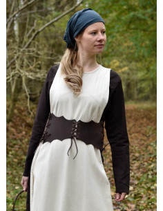 Ceinture type corset à nouer, couleur marron