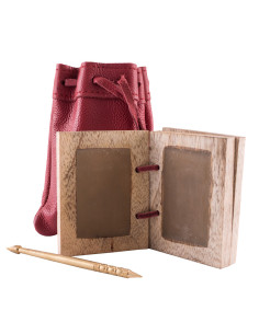 Livre de cire avec crayon en laiton et étui en cuir