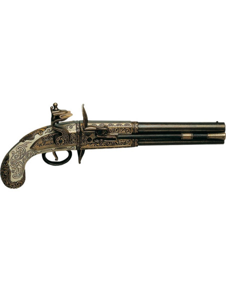 Pistolet à 2 canons tournants, Royaume-Uni, 1750