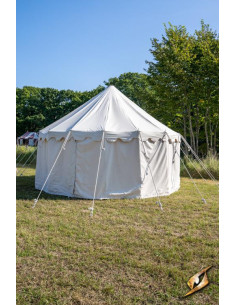 Pavillon tente médiévale couleur blanc naturel, Ø 5 mts.