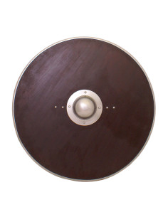 Bouclier fonctionnel rond en bois, 77 cm.