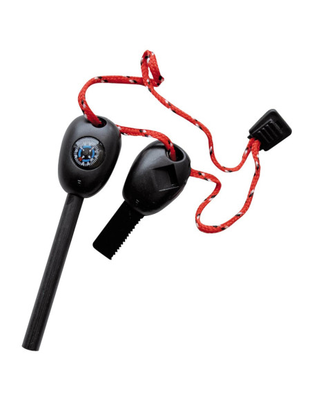 Silex, boussole, règle, scie et sifflet