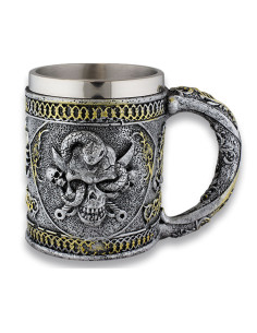 Mug crânes et serpent en aluminium et résine