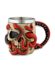 Mug pieuvre et tête de mort en aluminium et résine