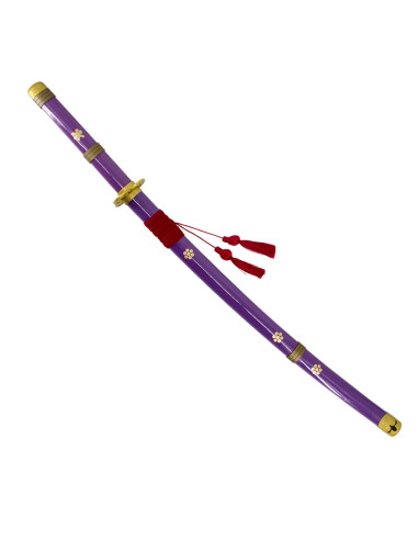 Katana lilas décoratif Enma de One Piece, saya en bois