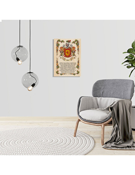 Armoiries 1 Nom de famille sur bois...