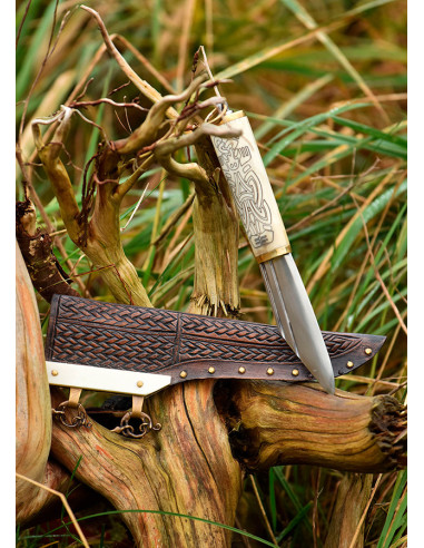 Petit couteau Viking Seax, manche en os, IXe-Xe siècles