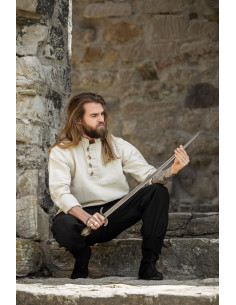 Chemise médiévale en coton épais modèle Anton, naturel