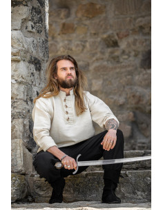 Chemise médiévale en coton épais modèle Anton, naturel 2