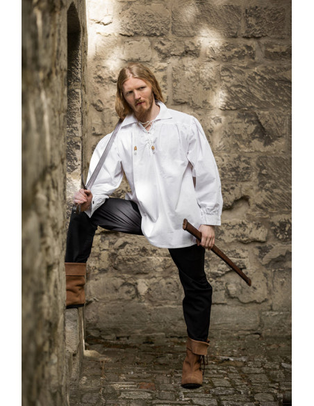 Chemise pirate Artur à lacets, blanche