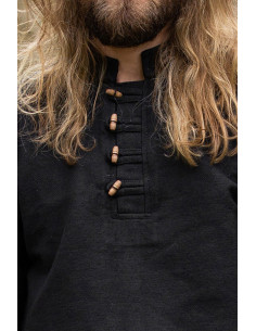 Chemise médiévale en coton épais modèle Anton, noir 2