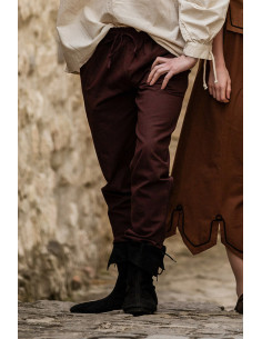 Pantalon médiéval unisexe MARRON FONCÉ avec ceinture...