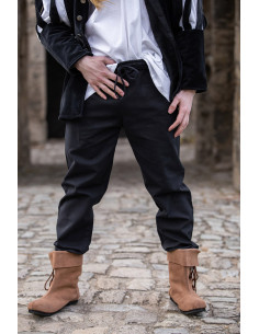 Pantalon médiéval NOIR unisexe avec ceinture élastique