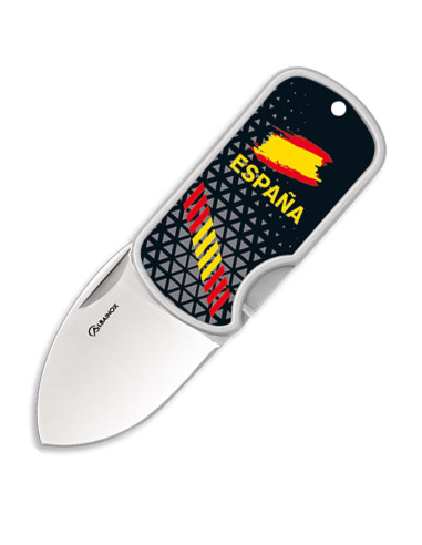 Couteau drapeau espagnol 3D avec clip, lame 4 cm