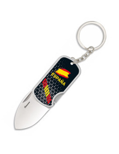 Couteau-porte-clés drapeau espagnol 3D avec clip, lame 4 cm