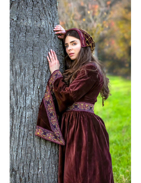 Casquette velours noble Elaine, bordeaux