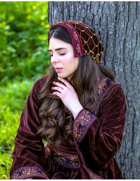 Casquette velours noble Elaine, bordeaux