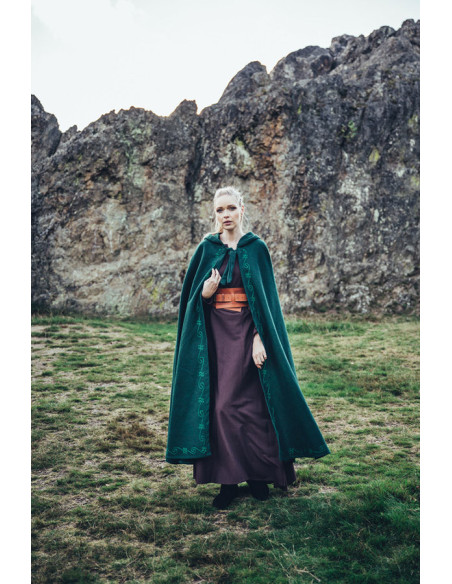 Cape médiévale en laine avec broderie...