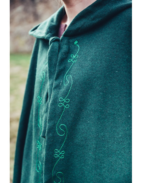 Cape médiévale en laine avec broderie...