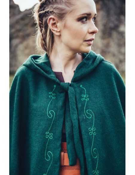 Cape médiévale en laine avec broderie...