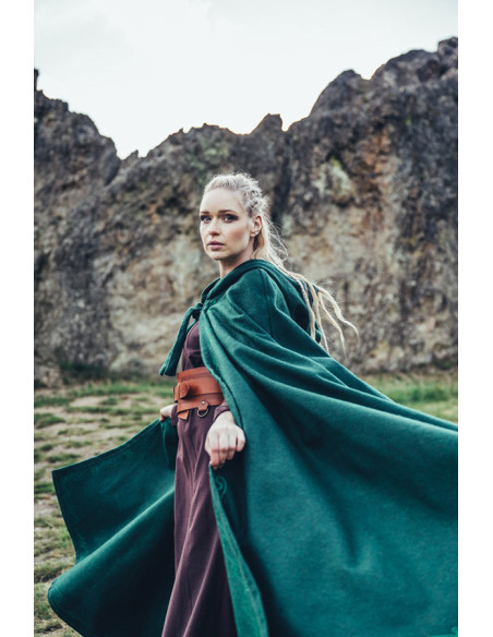 Cape médiévale en laine avec broderie...