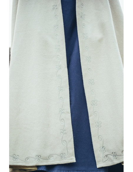 Cape médiévale en laine blanche...