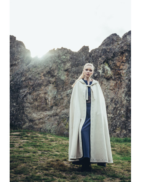 Cape médiévale en laine blanche...