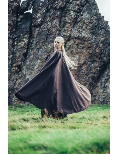 Cape médiévale sans capuche modèle Kuno, couleur marron