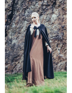 Cape médiévale sans capuche modèle Kuno, couleur noire