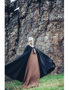 Cape médiévale sans capuche modèle Kuno, couleur noire 2