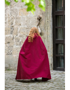 Cape médiévale Erna en coton avec broderie, couleur rouge 2