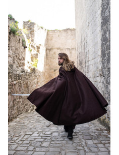 Cape médiévale en laine modèle Tjark, couleur marron 2