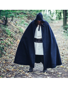 Longue cape médiévale modèle Raik, bleu 160 cm.