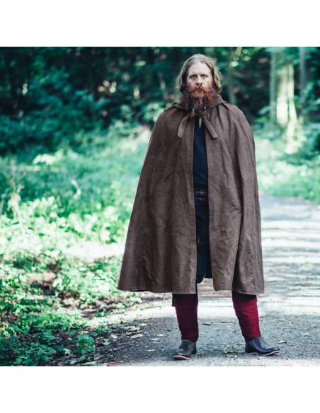Cape médiévale en coton marron,...
