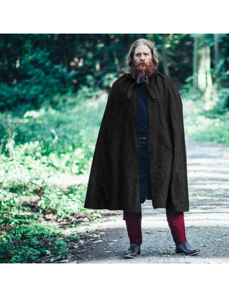 Cape médiévale en coton noir, modèle...