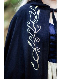 Cape médiévale avec broderie modèle Lyra, couleur noire 2