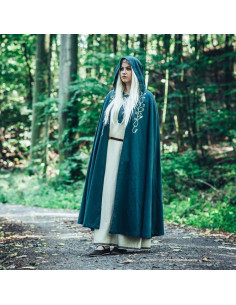 Cape médiévale avec broderie modèle Lyra, couleur verte 2