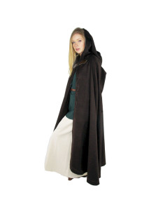 Cape médiévale avec broderie et broche Gesa, couleur marron