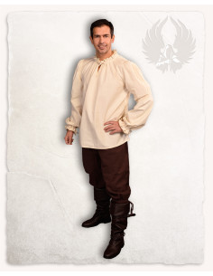 Chemise médiévale Bastian manches longues en crème